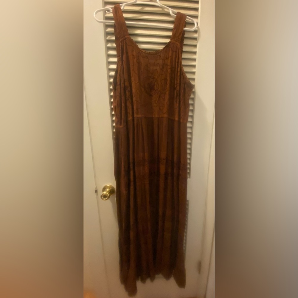 Boho Brown Sleeveless Long Dress XL